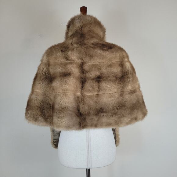 Vintage EMBA Royal Quality Pastel Natural Brown Mink Shawl Stole Wrap Cape Fur - Picture 4 of 10